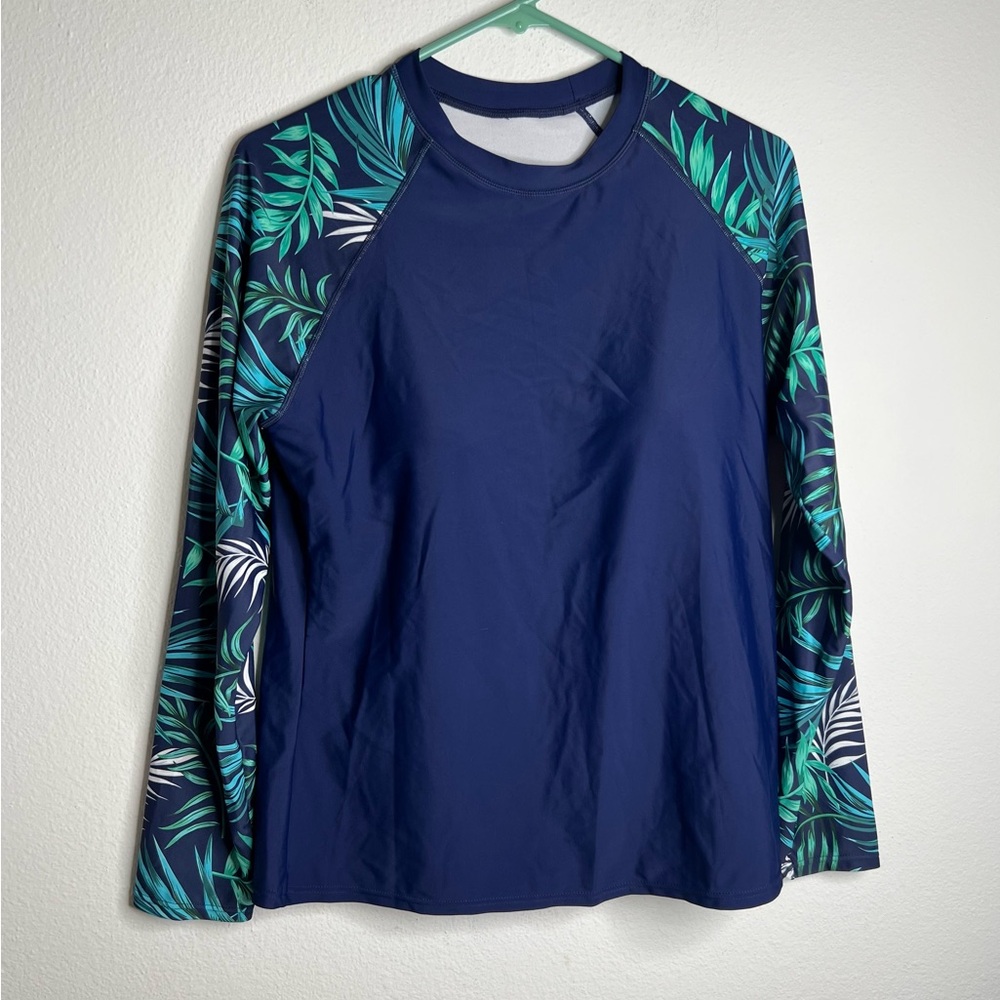 Daci Classic Fashion Two Piece Long Sleeve Swim Top Size XL Built In Bra - Picture 2 of 12